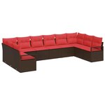 vidaXL Ensemble de Canapés avec coussin 10 Pièces Marron polyrotin