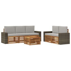 vidaXL Ensemble de canapés d'extérieur 6 pc Naturel et gris clair