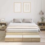 vidaXL Cadre de lit de rangement en chêne Sonoma 150x200 cm