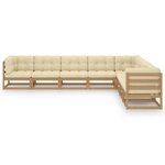 vidaXL Salon de jardin 8 Pièces avec coussins Marron miel Bois de pin