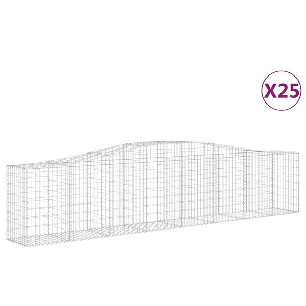 vidaXL Paniers à gabions arqués 25 Pièces 400x50x80/100 cm Fer galvanisé
