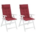 vidaXL Coussins de chaise à dossier haut lot de 2 rouge bordeaux