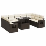 vidaXL Salon de jardin 10 Pièces avec coussins marron résine tressée