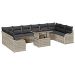 vidaXL Ensemble de salon de jardin 11 pièces avec coussins gris clair en poly rotin