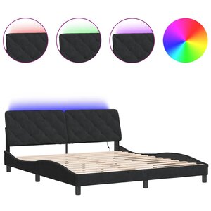 vidaXL Cadre de lit avec LED sans matelas noir 180x200 cm velours