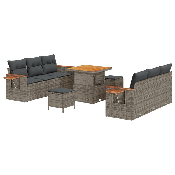 vidaXL Ensemble de canapé de jardin 9 Pièces Gris 80 x 80 x 71 cm