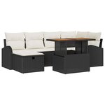 vidaXL Ensemble de canapé de jardin avec coussin 7 Pièces Noir Poly rotin