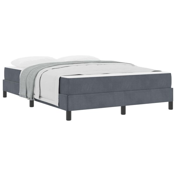 vidaXL Lit à ressorts avec matelas Gris foncé 160 x 220 cm tissu