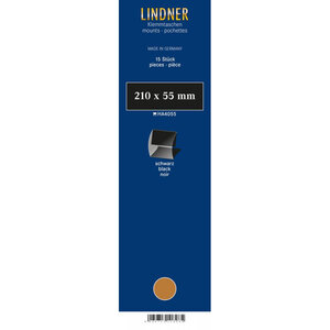 Bandes Klemmfix double soudure 210 x 55 mm pour timbres-poste. Fond - Noir