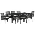 vidaXL Ensemble de salle à manger pour jardin 9 Pièces Noir polyrotin