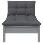 vidaXL Canapé central de jardin avec coussins anthracite Gris Pin