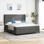 vidaXL Lit à ressorts avec matelas Gris foncé 180 x 200 cm tissu