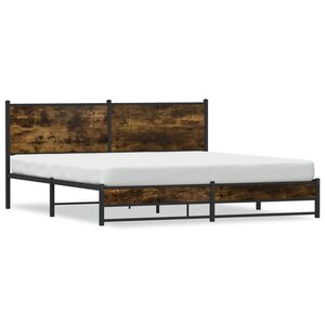 vidaXL Cadre de lit en métal sans matelas chêne fumé 183x213 cm