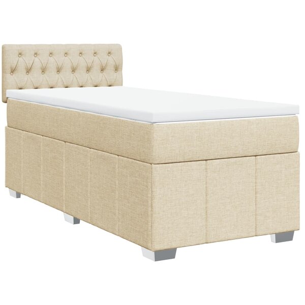 vidaXL Sommier à lattes de lit et matelas Crème 90x190 cm Tissu