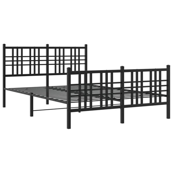 vidaXL Cadre de lit métal avec tête de lit/pied de lit noir 120x190 cm