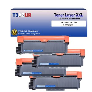 4 Toners compatibles avec Brother TN2320 pour Brother MFC L2700DN  L2700DW  L2720DW  L2740DW - 2 600 pages - T3AZUR