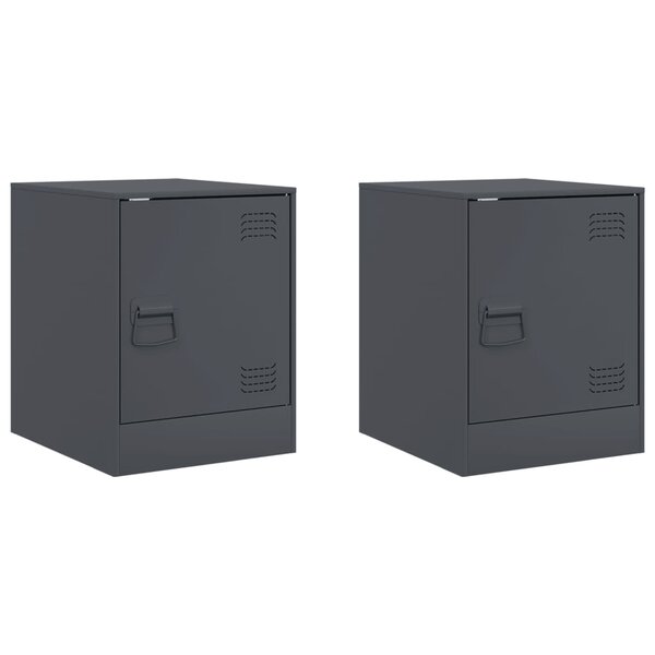 vidaXL Tables de chevet 2 Pièces anthracite 34 5x39x44 cm acier