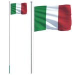 vidaXL Drapeau de l'Italie et mât 6 23 m Aluminium