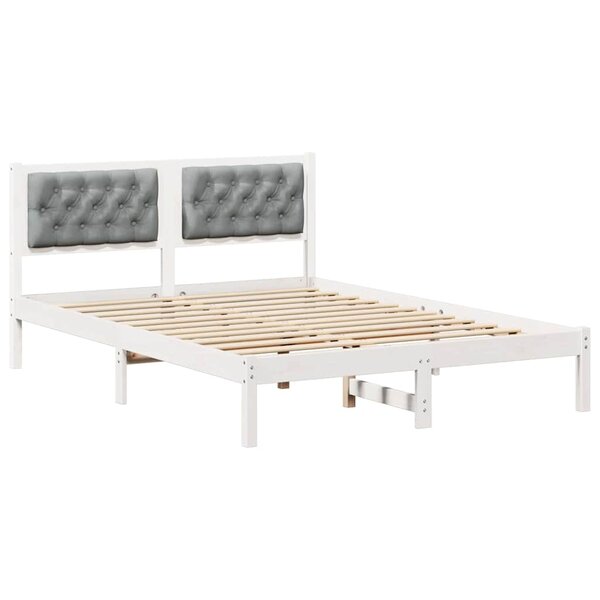 vidaXL Cadre de lit Gris clair 140 x 190 cm Pin massif