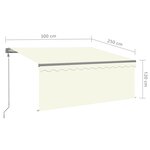 vidaXL Auvent rétractable automatique avec store 3x2 5 m Crème