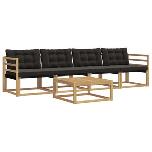 vidaXL Ensemble de canapés d'extérieur 5 Pièces Blanc et noir