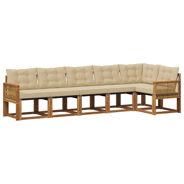vidaXL Ensemble de canapés d'extérieur 6 pc Naturel et Beige