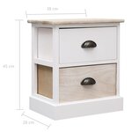 vidaXL 2 Pièces Tables de chevet Blanc et naturel 38x28x45 cm Paulownia