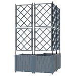 vidaXL Jardinière avec treillis 3 Pièces Gris clair 80x80x143 cm