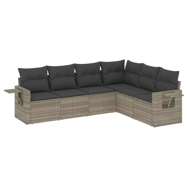 vidaXL Salon de jardin 6 Pièces avec coussins gris clair résine tressée