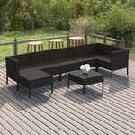 Vidaxl salon de jardin 8 pièces avec coussins résine tressée noir