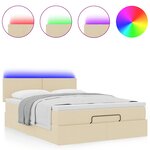 vidaXL Lit ottoman avec matelas et LED crème 140x200 cm tissu
