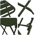 Set de bistrot pliant 3 pièces vert foncé en acier