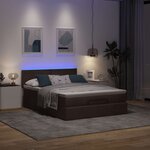 vidaXL Lit ottoman avec matelas et LED marron foncé 140x190 cm tissu