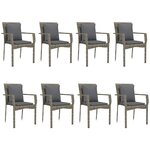 vidaXL Ensemble à manger de jardin 9Pièces et coussins noir et gris