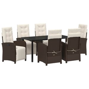 vidaXL Ensemble de salle à manger pour jardin 7 Pièces Marron polyrotin
