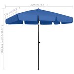 vidaXL Parasol de plage bleu azur 200x125 cm