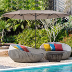 Parasol de jardin XXL parasol grande taille 4,6L x 2,7l x 2,4H m ouverture fermeture manivelle acier polyester haute densité marron