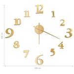 vidaXL Horloge murale 3D Design moderne Doré 100 cm XXL