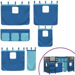 vidaXL Lit mezzanine enfants et rideaux bleu 90x190cm bois pin massif
