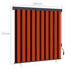 vidaXL Store roulant d'extérieur 160x250 cm Orange et marron