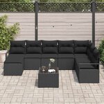 vidaXL Ensemble de canapé de jardin 9 Pièces Noir Poly rotin