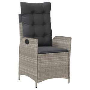 vidaXL Chaise inclinable de jardin coussins gris clair résine tressée