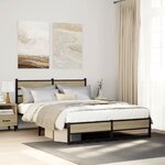 vidaXL Cadre de lit en métal sans matelas chêne sonoma 160x200 cm