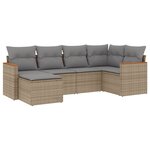 vidaXL Salon de jardin avec coussins 6Pièces mélange beige résine tressée