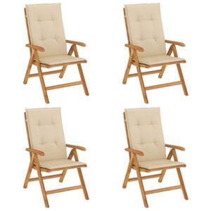 vidaXL Chaises de jardin inclinables lot de 4 et coussins bois teck