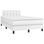 vidaXL Sommier à lattes de lit matelas LED blanc 120x190 cm similicuir