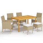 vidaXL Ensemble de salle à manger de jardin 7 Pièces Beige