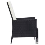 vidaXL Salon de jardin 2 Pièces avec coussins Résine tressée Noir