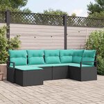 vidaXL Ensemble de Canapés avec coussin 6 Pièces Noir polyrotin