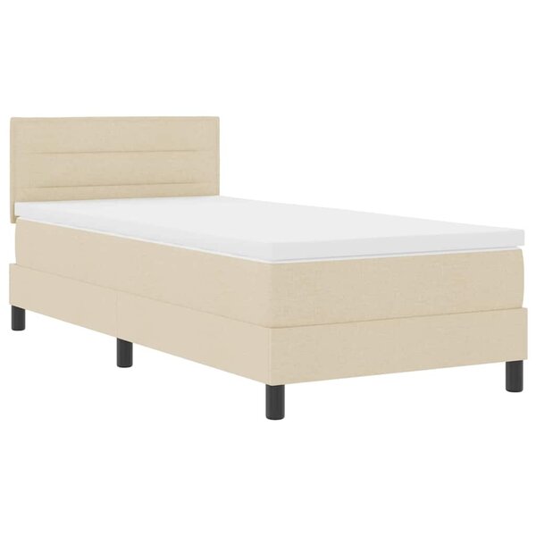 vidaXL Lit à ressorts avec matelas avec LED Crème 90 x 190 cm tissu